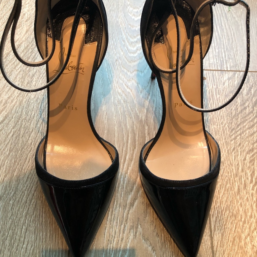 Christian Louboutin ankle strap heels black